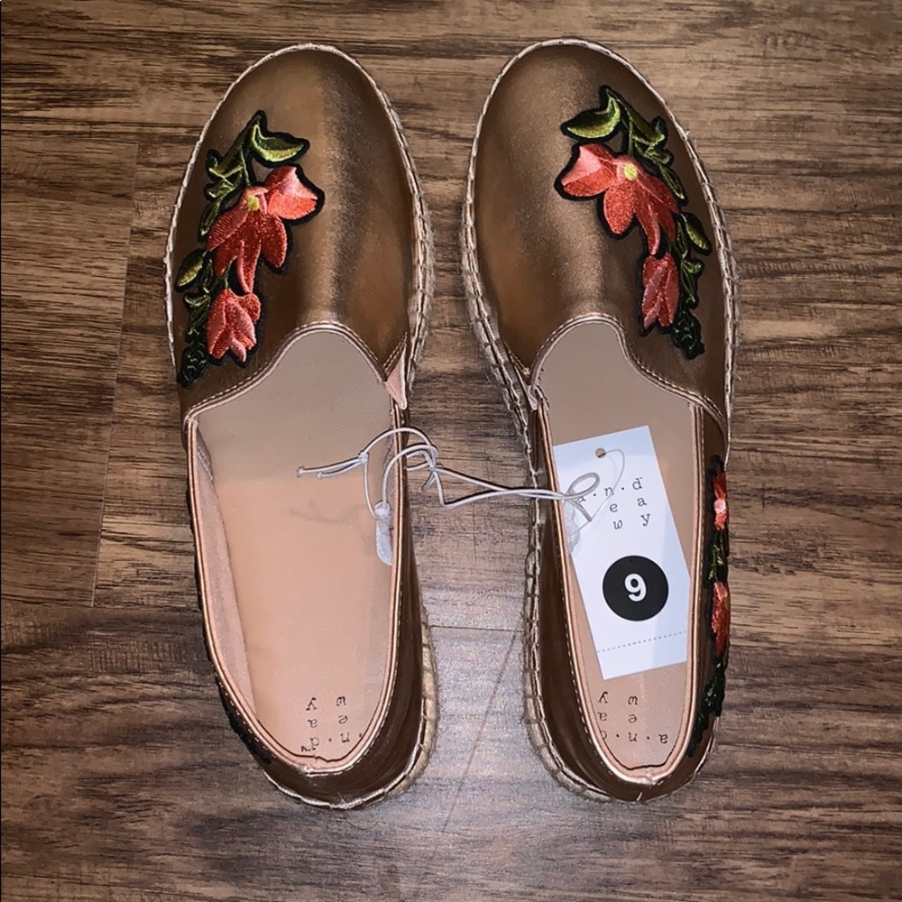 A New Day Rose Gold Espadrilles. NWT. Size 9.
